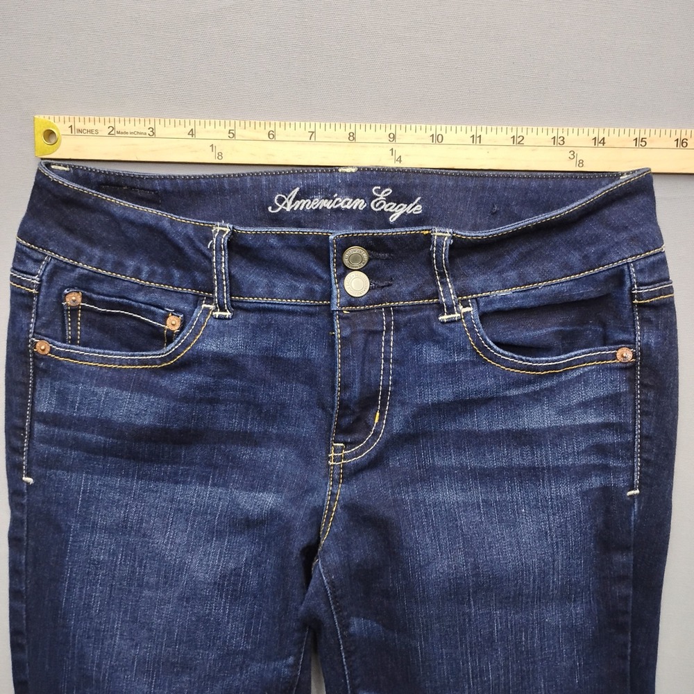 American Eagle Super Stretch Artist Jeans Dark Wash Flare Leg Womens 10 - Picture 7 of 8